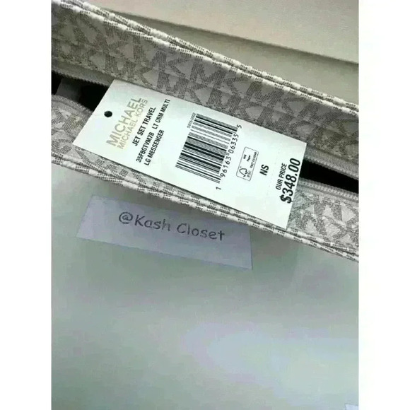 Michael Kors Crossbody Messenger Bag MK Signature Large JetSet Xbody Light Cream - Picture 8 of 10